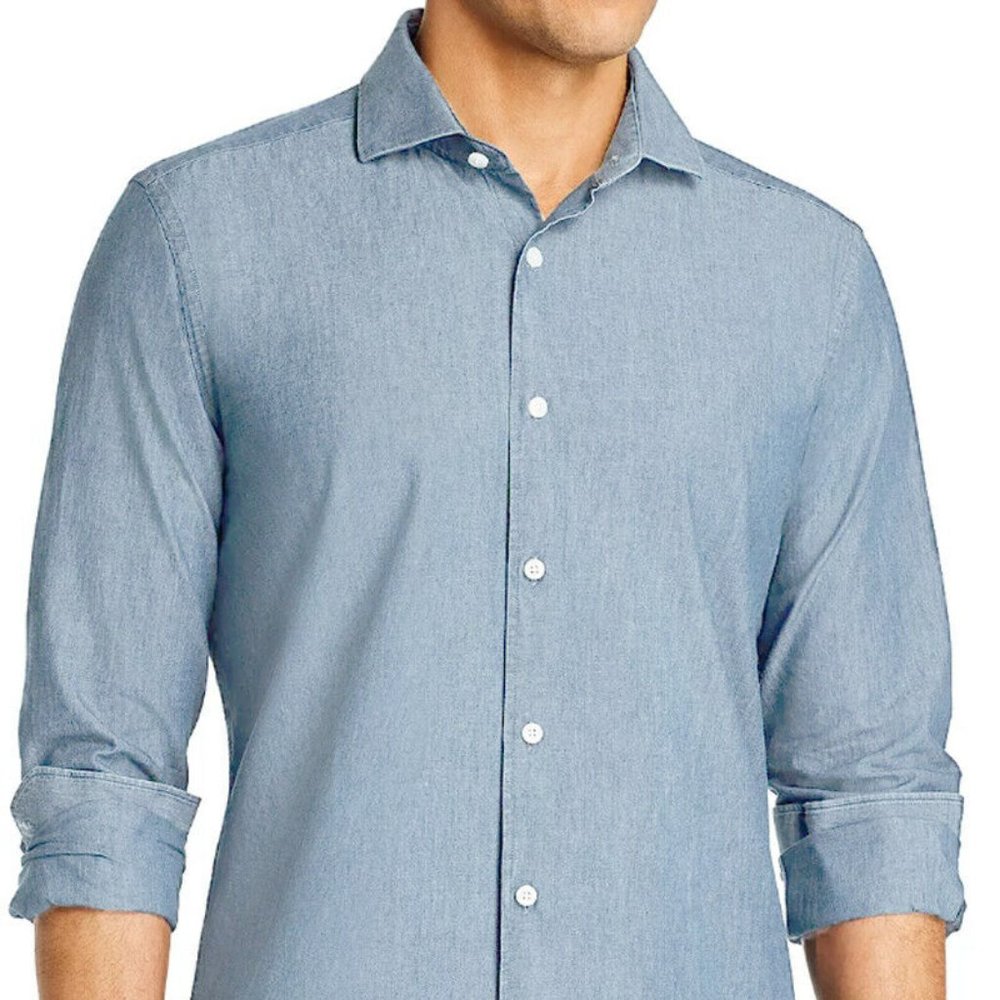 New Mens Dylan Gray Linen Cotton Blue Chambray But